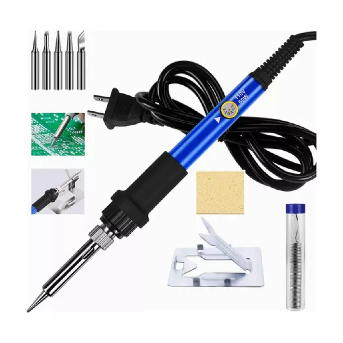 Kit De Soldadura Soldador 60w Temperatura Ajustable,puntas Azul