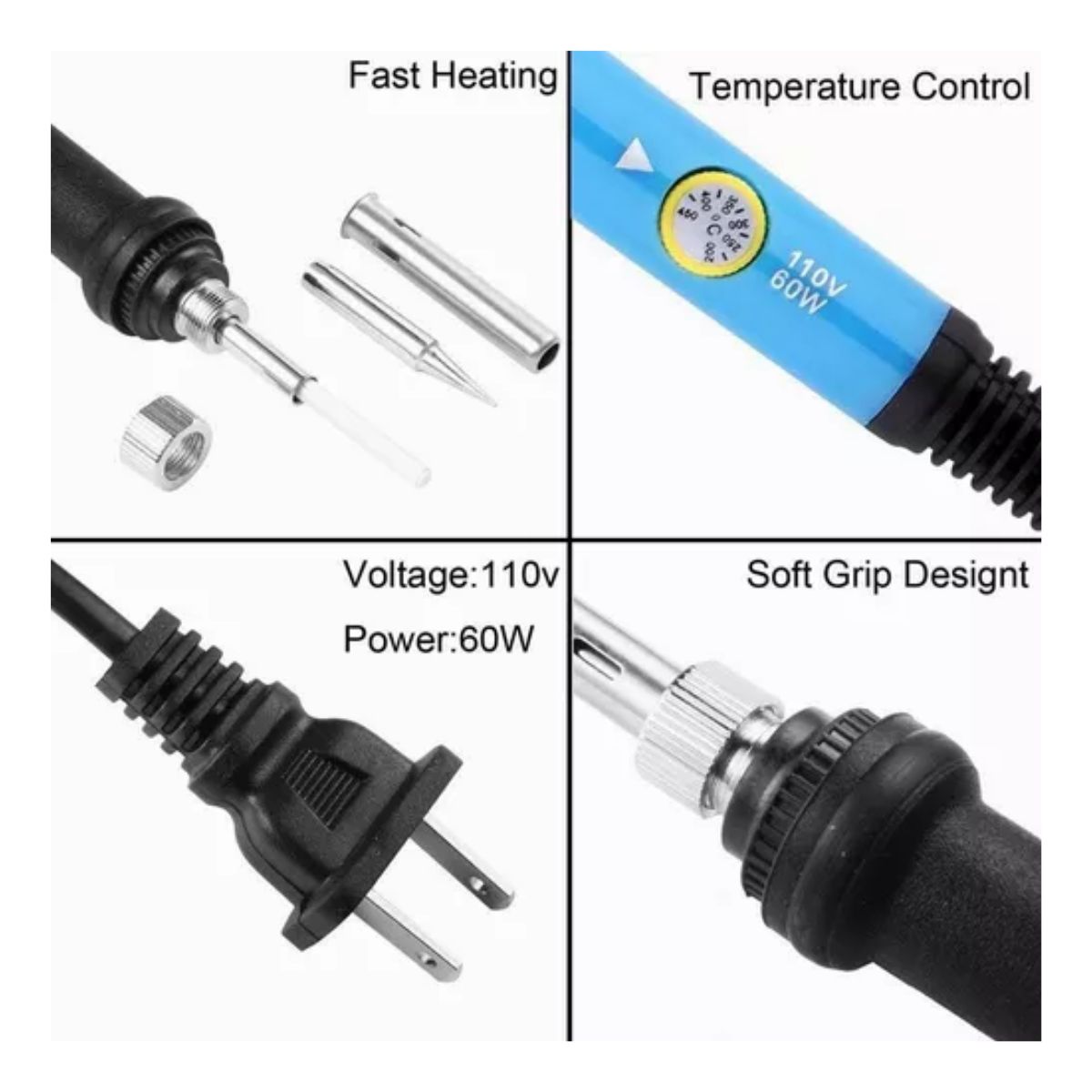Kit De Soldadura Soldador 60w Temperatura Ajustable,puntas Azul