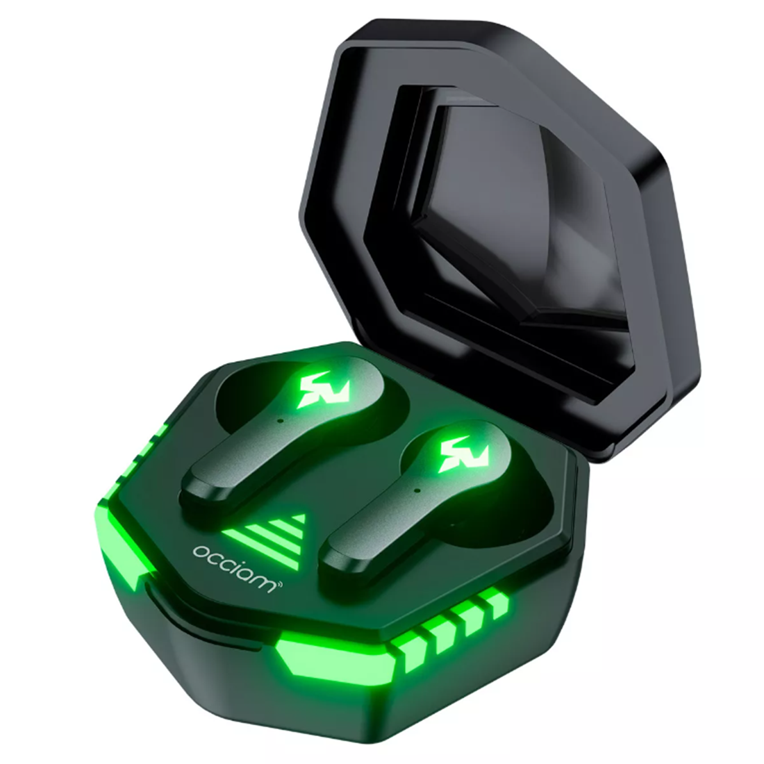 Audífonos Bluetooth inalámbricos Gamer N35 negro con luz verde LED