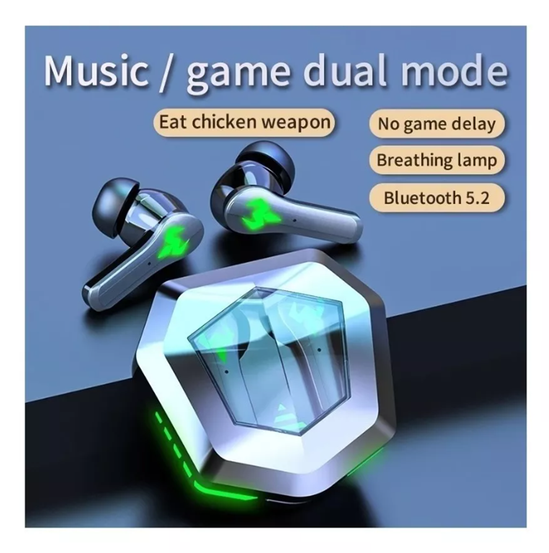 Audífonos Bluetooth inalámbricos Gamer N35 negro con luz verde LED