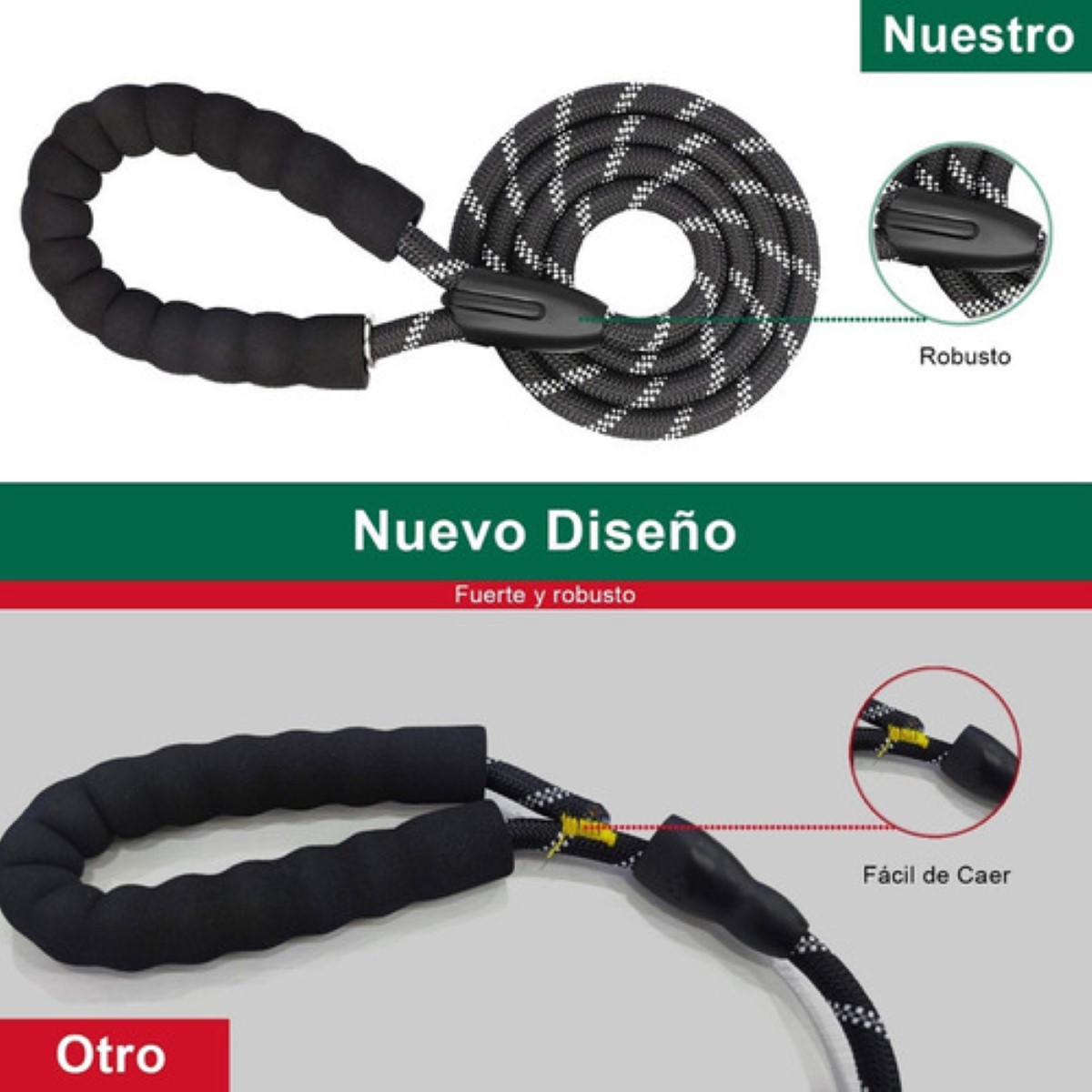 Correa Elástica Anti Enredos De Doble Extremo Perro Gato Negro/gris
