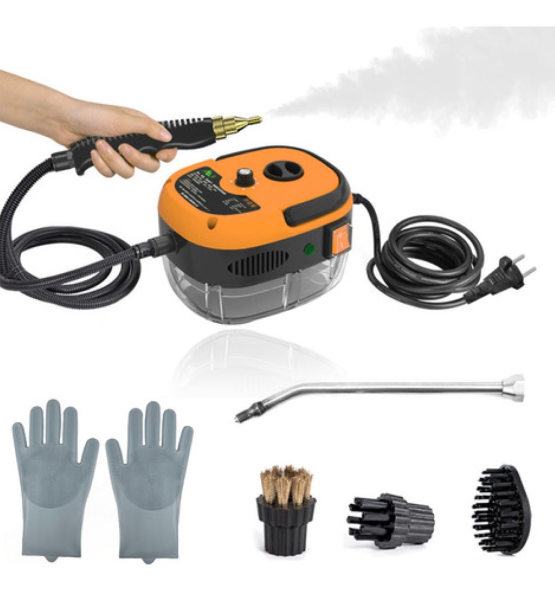 Limpiador Pistola A Vapor Desinfectante Para Hogar Muebles Negro/Naranja