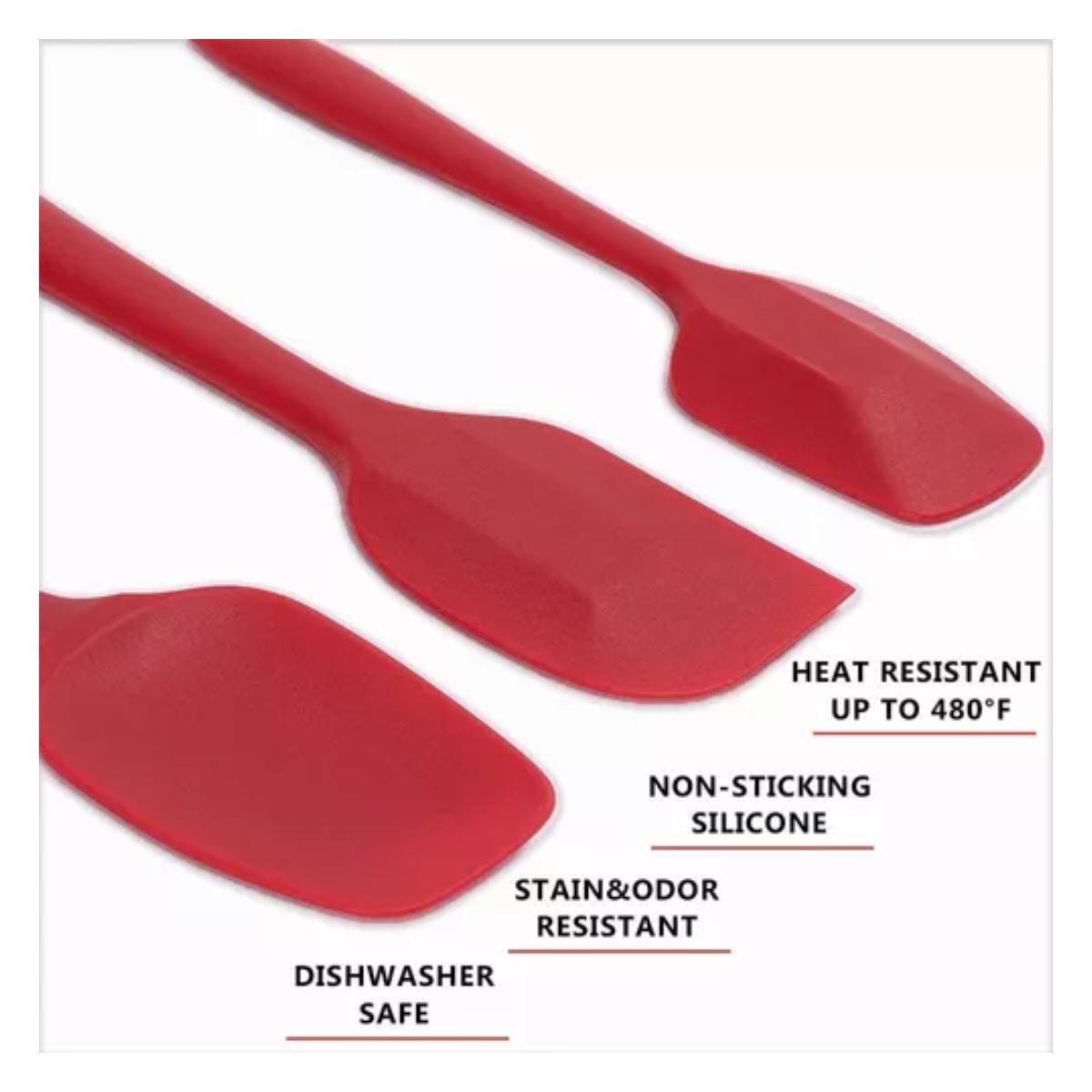 Set 10 Utensilios De Cocina De Silicona Espatulas Reposteria Rojo