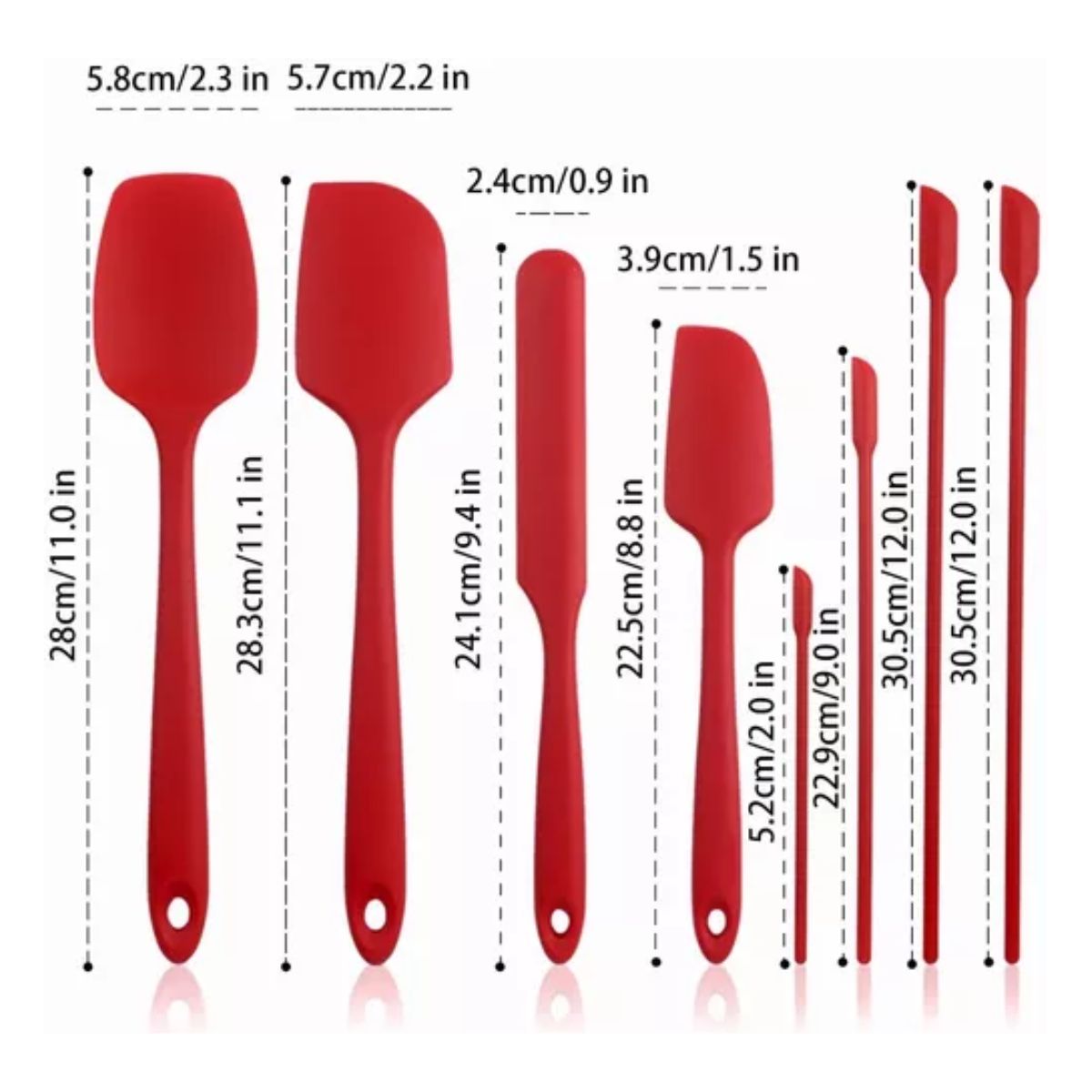 Set 10 Utensilios De Cocina De Silicona Espatulas Reposteria Rojo
