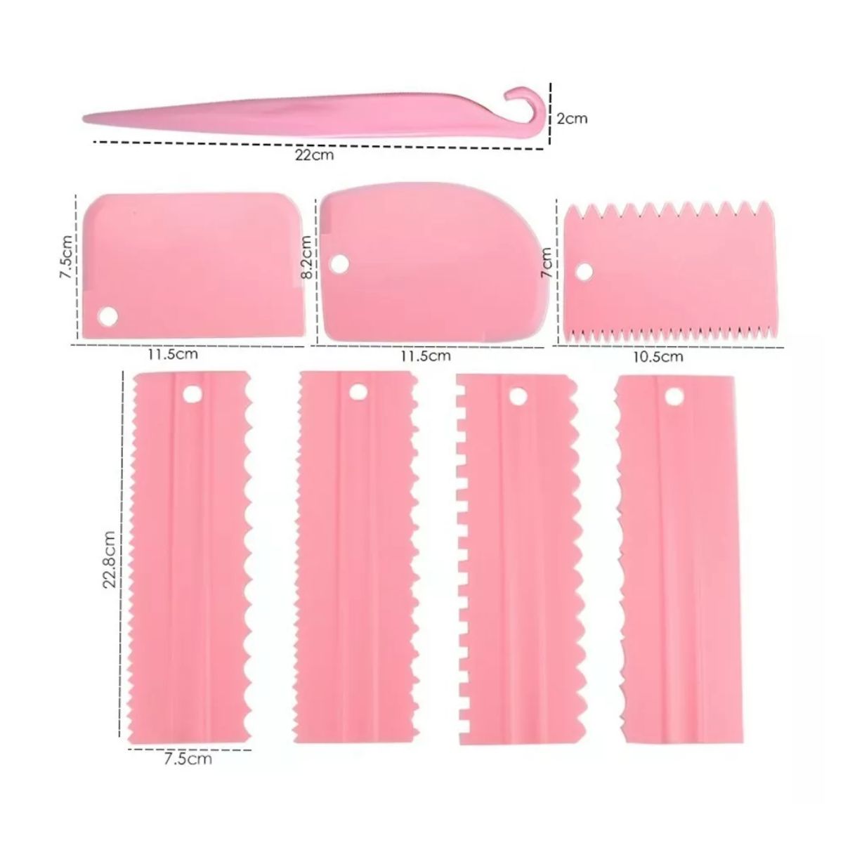 Kit De Herramientas Para Hornear Repostería Peine Raspa 9 Pzs,Rosa