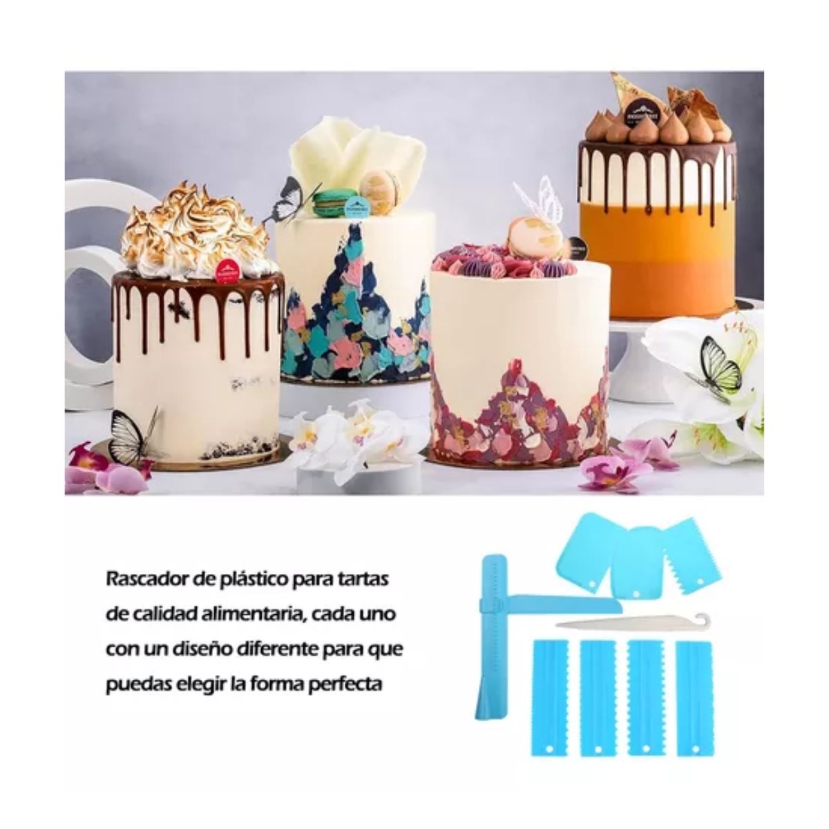 Kit De Herramientas Para Hornear Repostería Peine Raspa 9 pzs, Azul