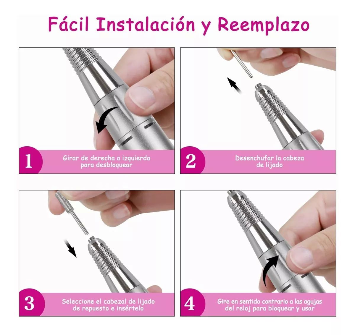 30000 Rpm Esmeril Para Uñas Drill Pulidor Kit Profesional