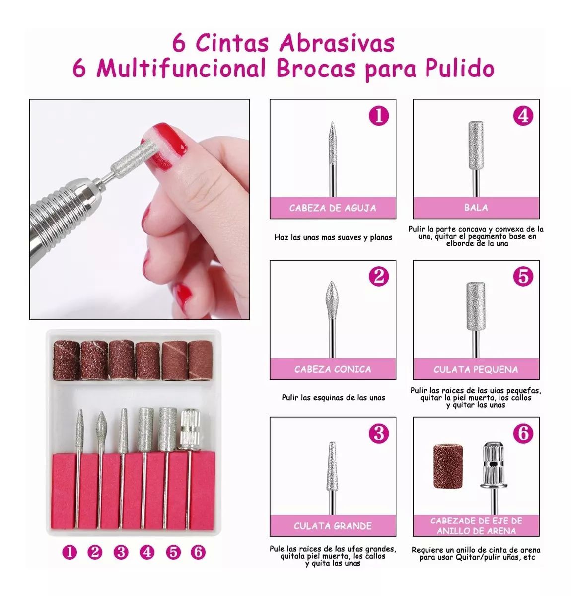 30000 Rpm Esmeril Para Uñas Drill Pulidor Kit Profesional