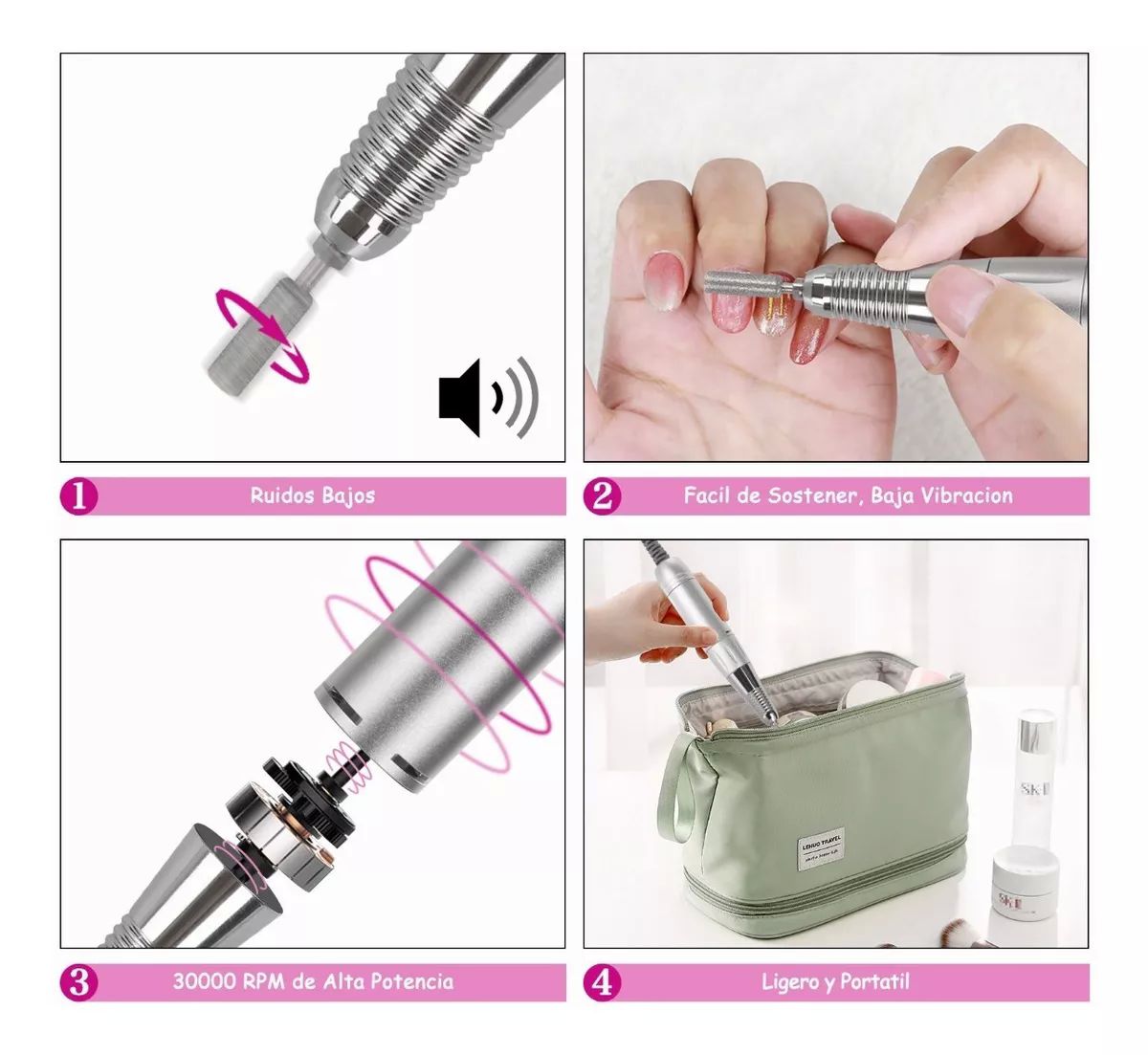 30000 Rpm Esmeril Para Uñas Drill Pulidor Kit Profesional