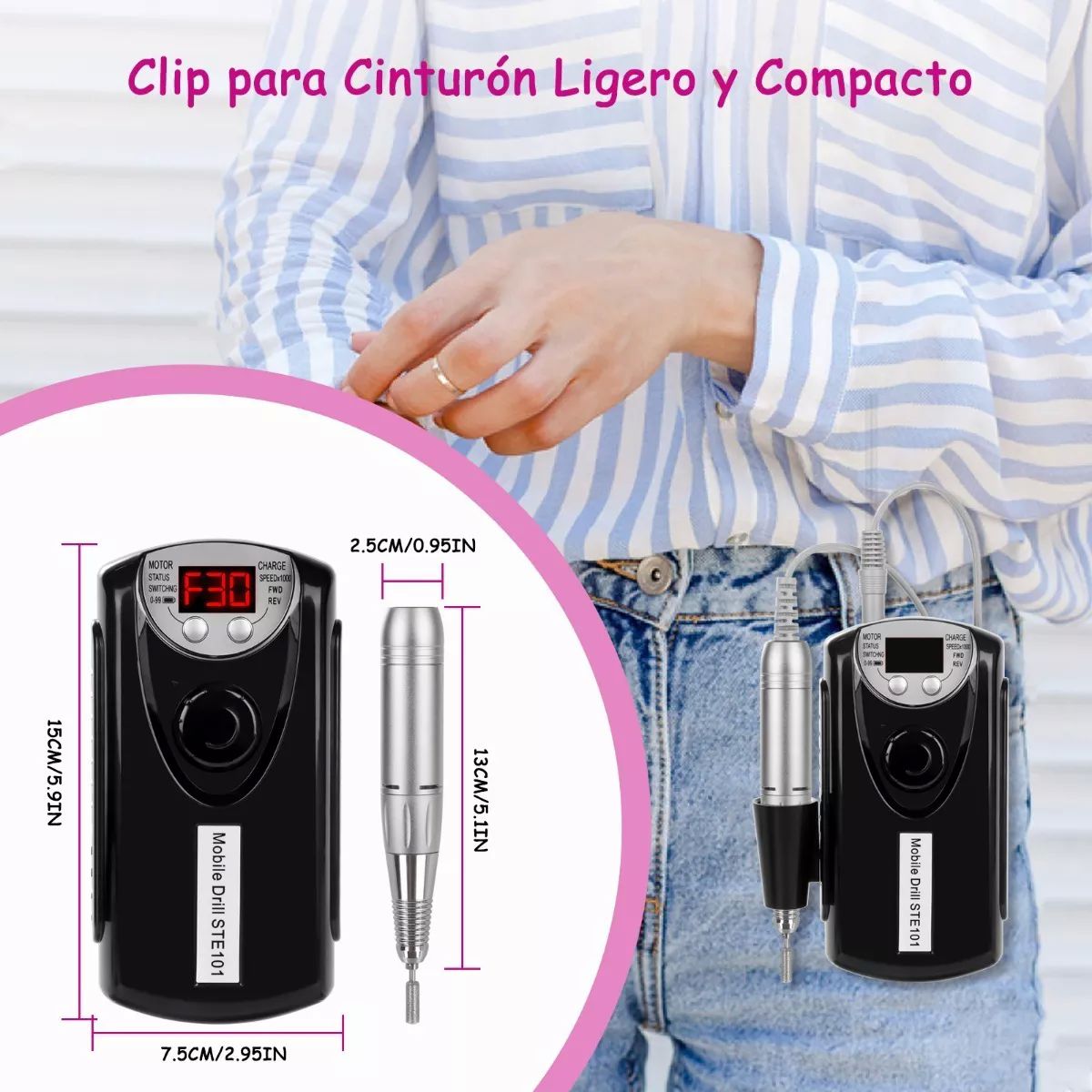 30000 Rpm Esmeril Para Uñas Drill Pulidor Kit Profesional