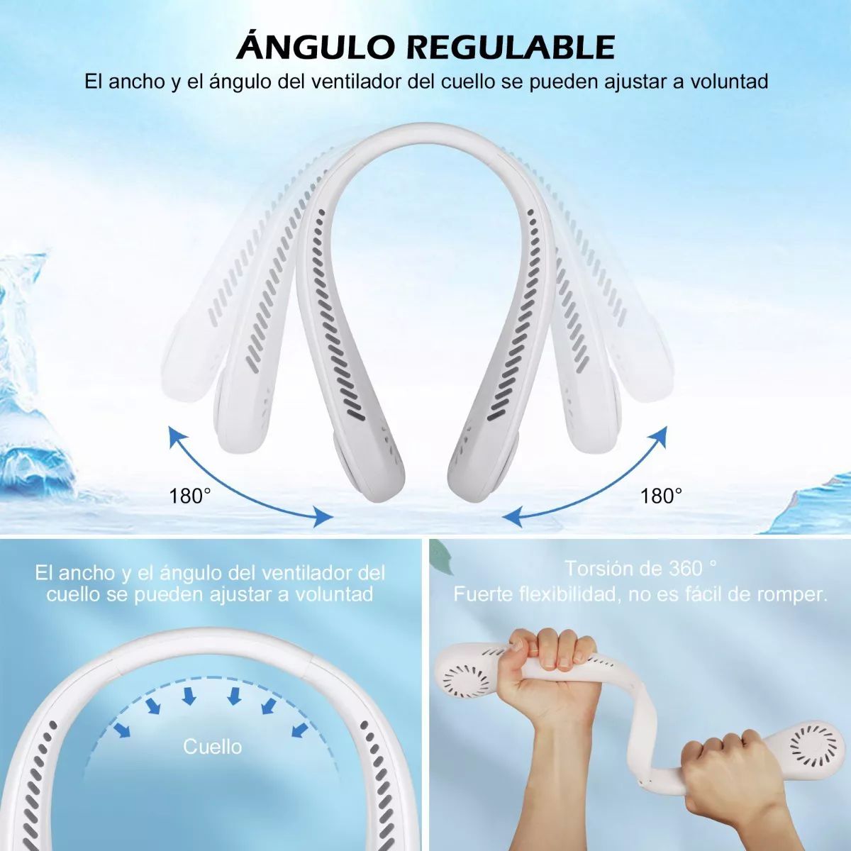 Ventilador Cuello Colgante Usb Sin Hojas Portátil 3 Modos