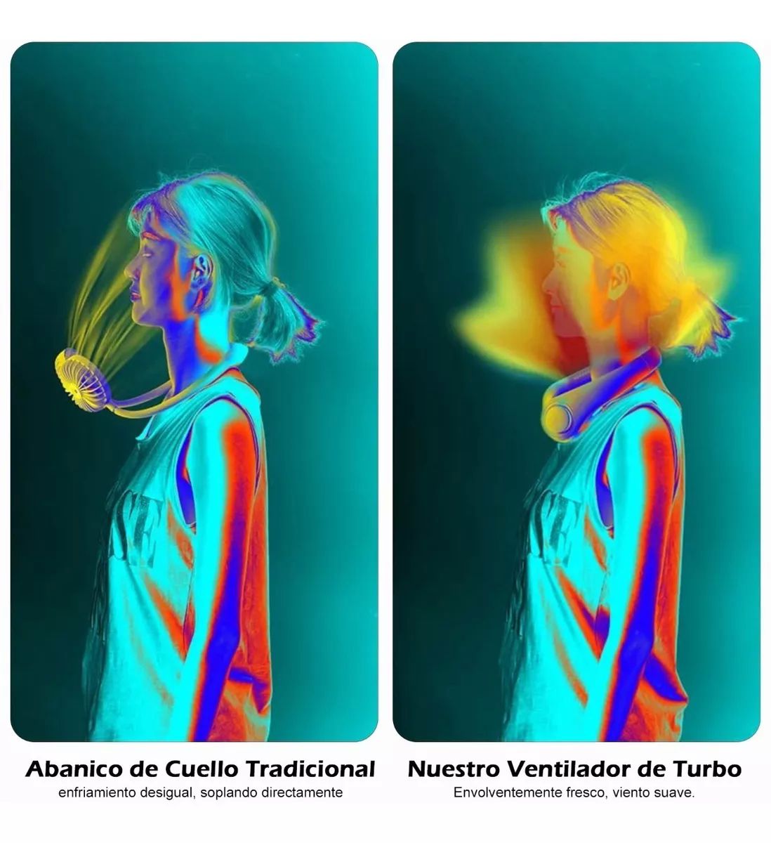 Ventilador Cuello Colgante Usb Sin Hojas Portátil 3 Modos