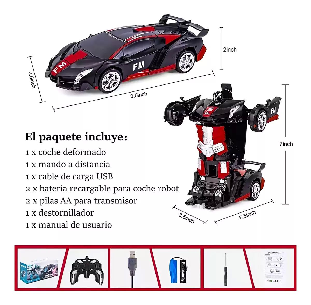 COCHE TELEDIRIGIDO TRANSFORMERS DE CONTROL REMOTO PARA NIÑOS