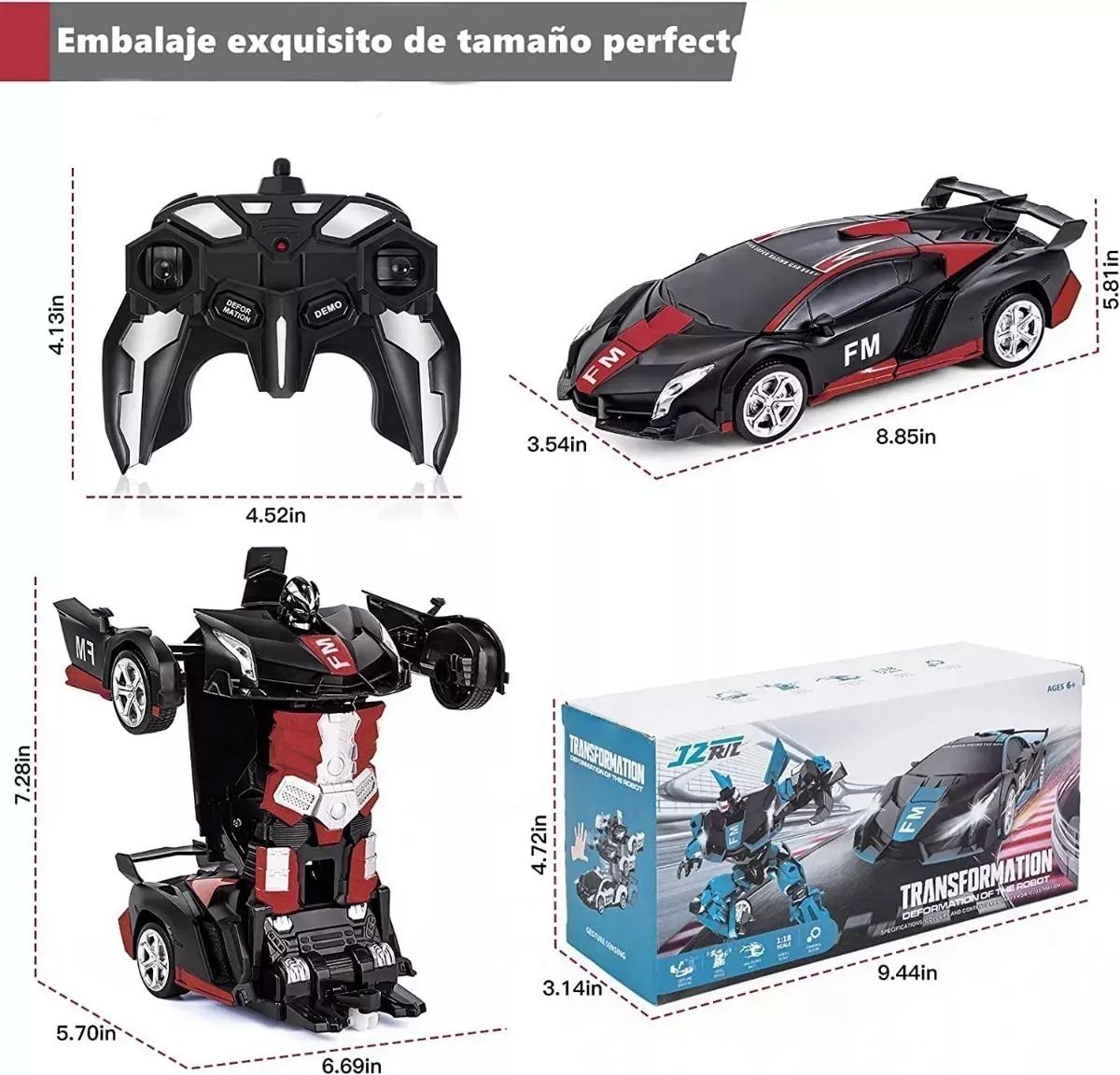 COCHE TELEDIRIGIDO TRANSFORMERS DE CONTROL REMOTO PARA NIÑOS