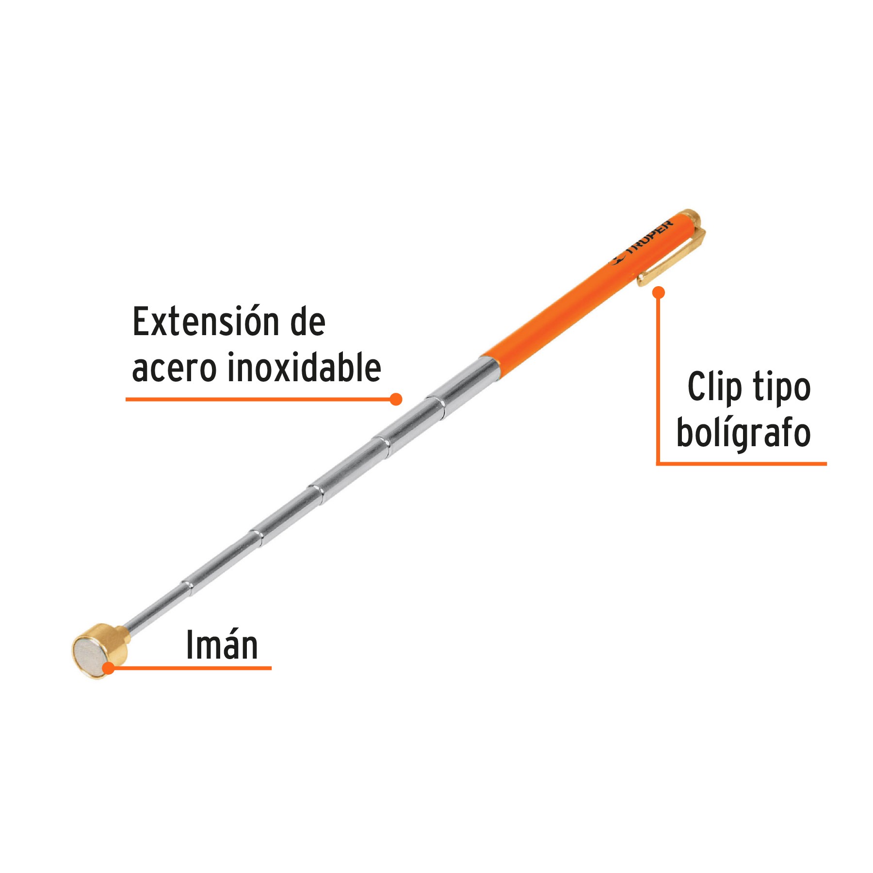 IMÁN EXTENSIBLE DE ACERO INOXIDABLE, 1.5 KG, TRUPER 14140