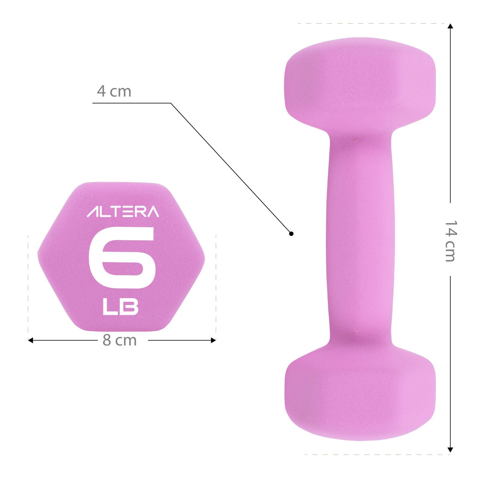 Altera NOVA Kit 2 Mancuernas de Neopreno 6 Lbs Lavanda digital