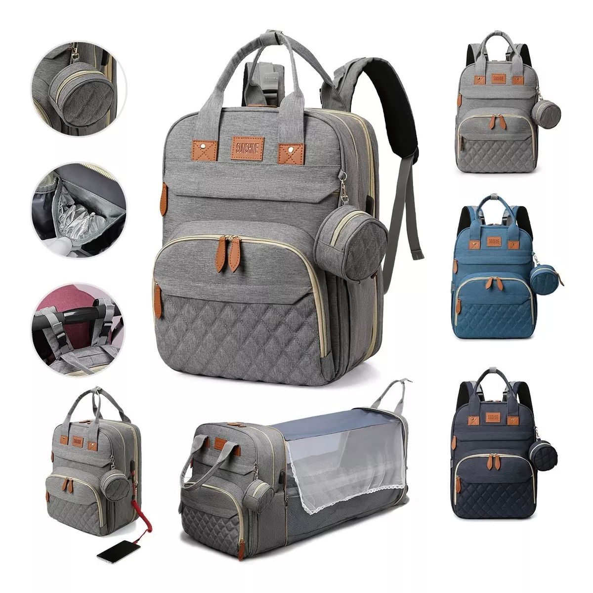 Mochila Pañalera 12 En 1 Cambiador Multifunción Organizador