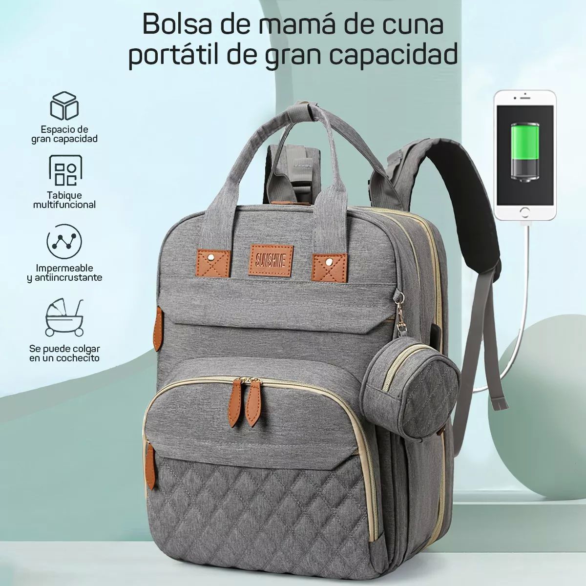 Mochila Pañalera 12 En 1 Cambiador Multifunción Organizador