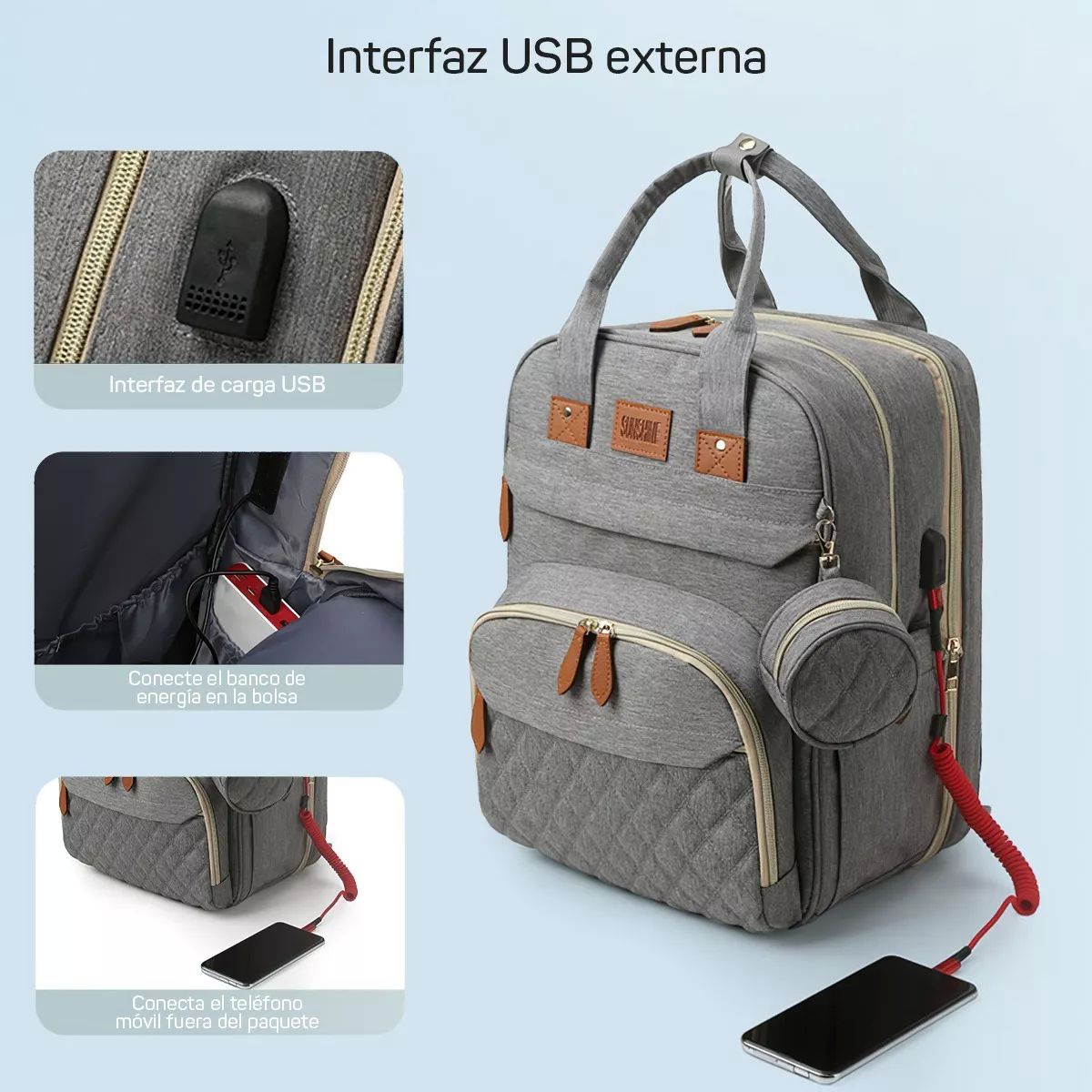 Mochila Pañalera 12 En 1 Cambiador Multifunción Organizador