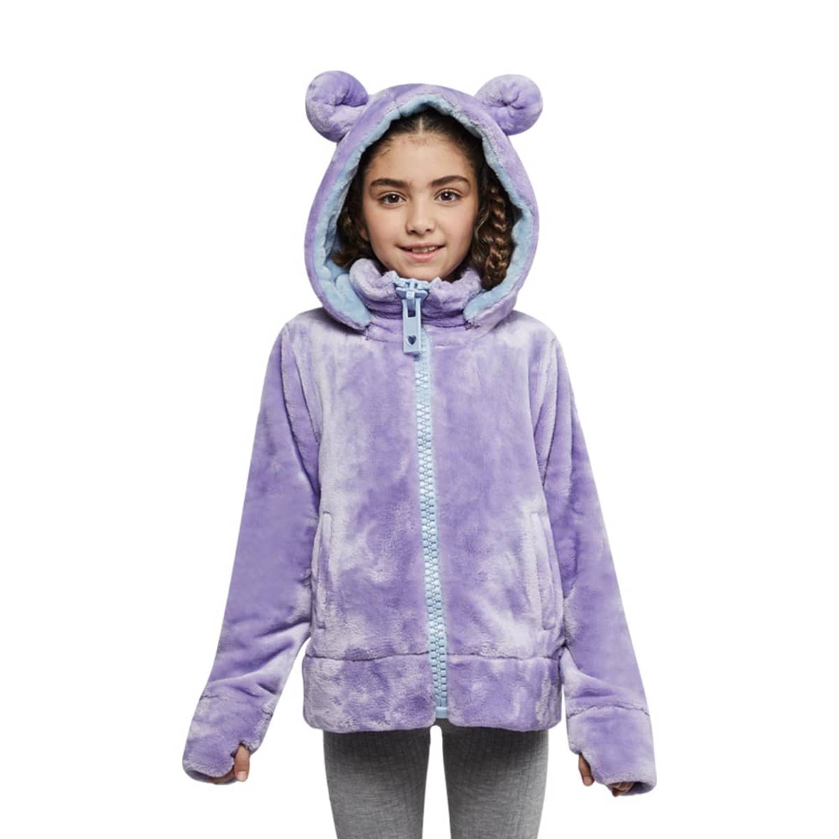 Chamarra Teddy 3D para niña, con orejitas, color lila, marca Holly Land Kids, mod. 1042068