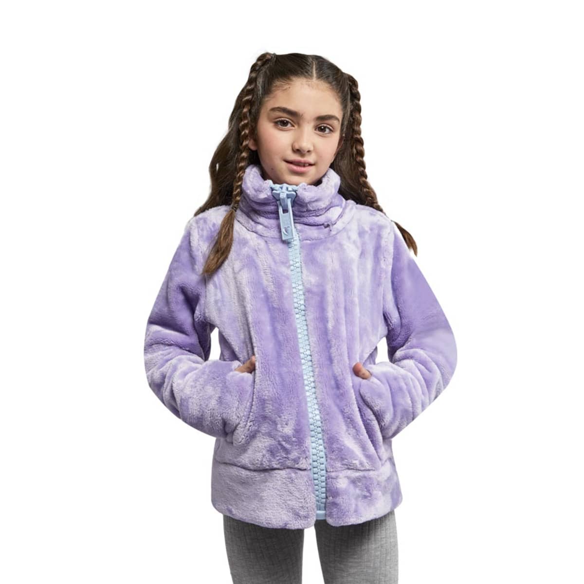Chamarra Teddy 3D para niña, con orejitas, color lila, marca Holly Land Kids, mod. 1042068