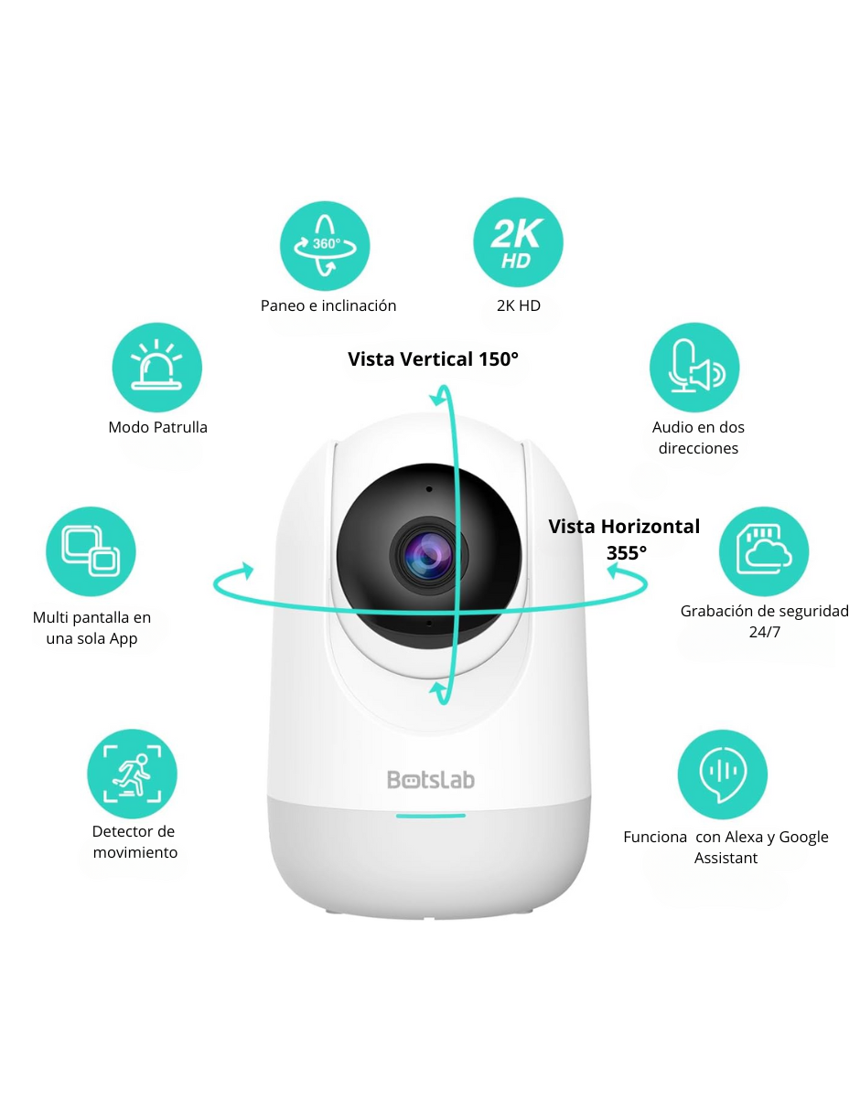 Cámara de Seguridad Inteligente para Interiores Graba en 2K C211 con Alexa y Google.