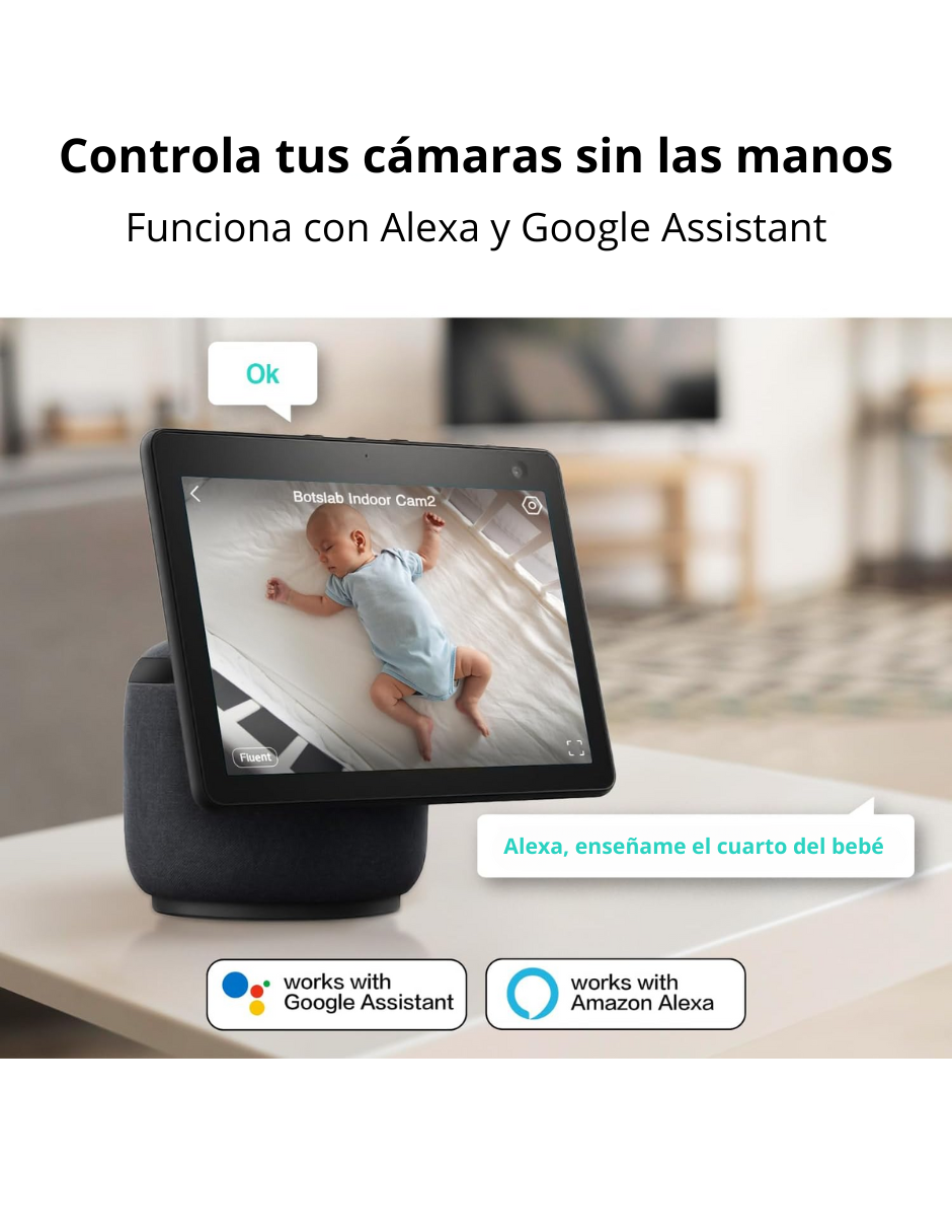 Cámara de Seguridad Inteligente para Interiores Graba en 2K C211 con Alexa y Google.