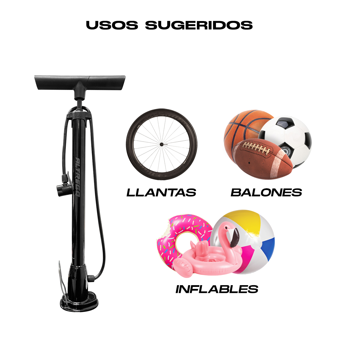 Bomba De Aire Negra De Pie Para Bicicleta Ciclismo