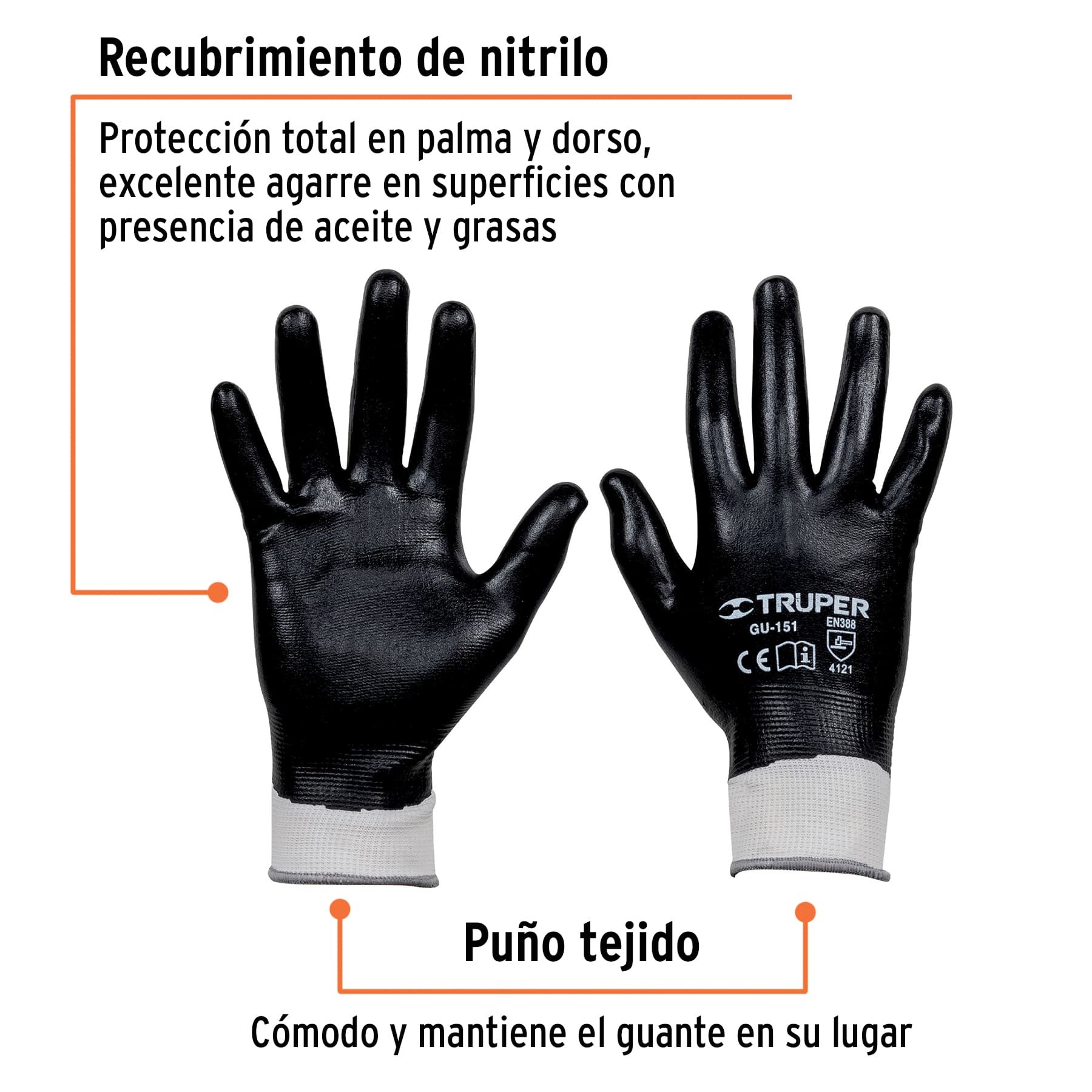 Guantes De PoliÉster Con Recubrimiento De Nitrilo Ch Truper 18025 4006