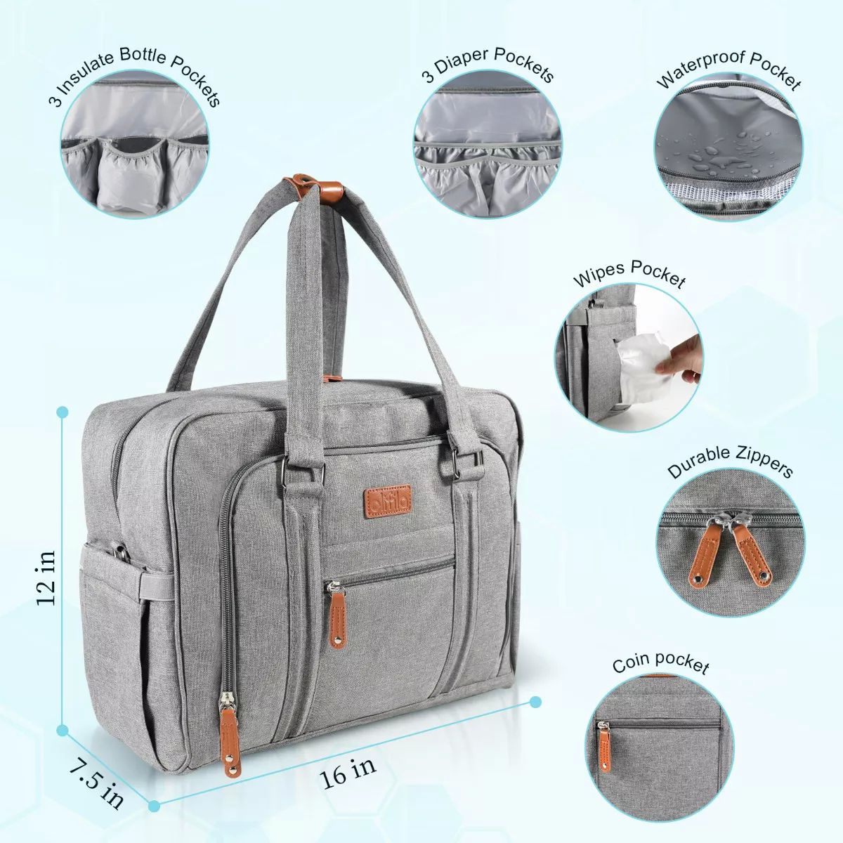 Mochila Bolsa De Pañales Termica Portátil Para Bebé Viaje