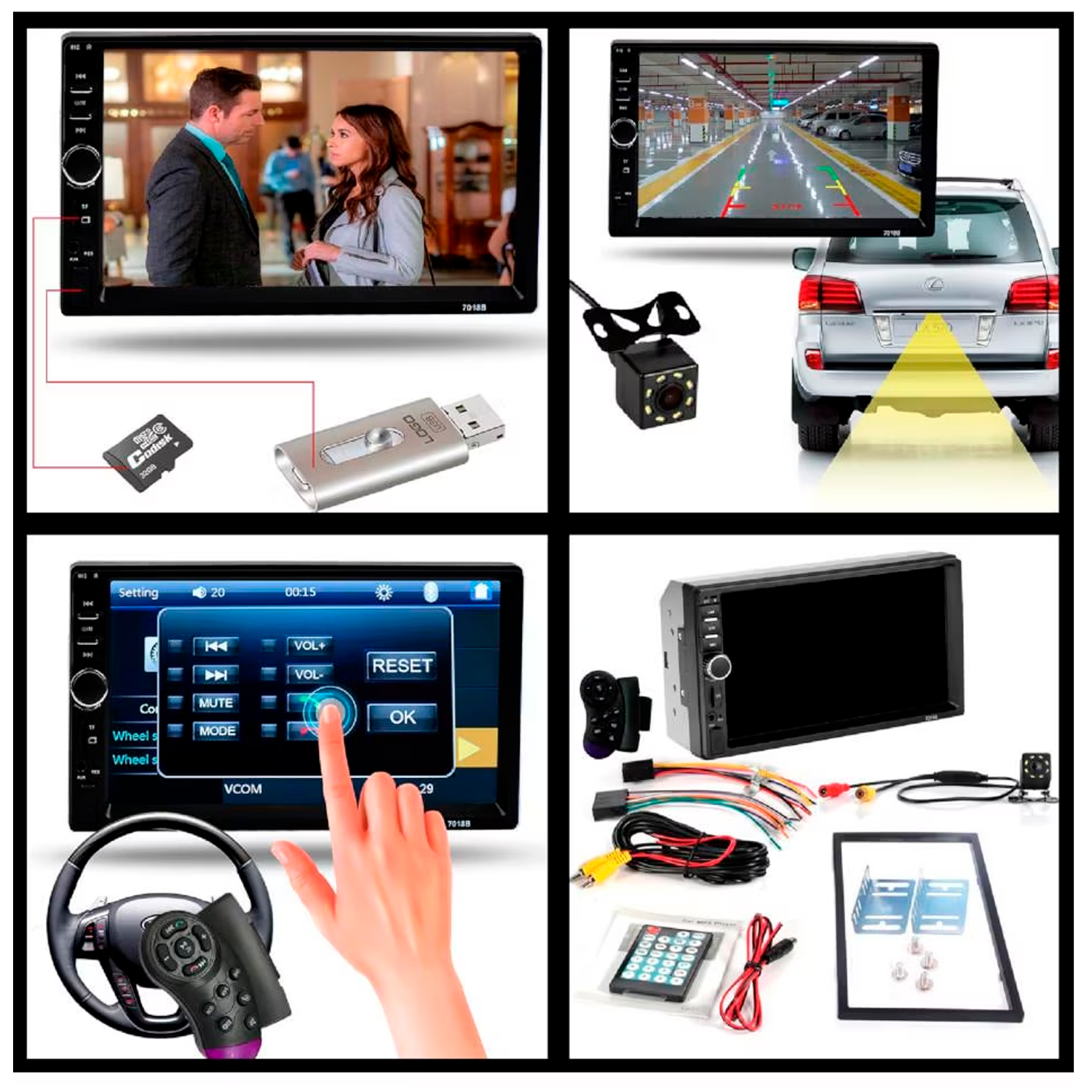 Auto Estereo Con pantalla Touch Hd 2 din Con control para Volnte y Camara de Reversa Gps