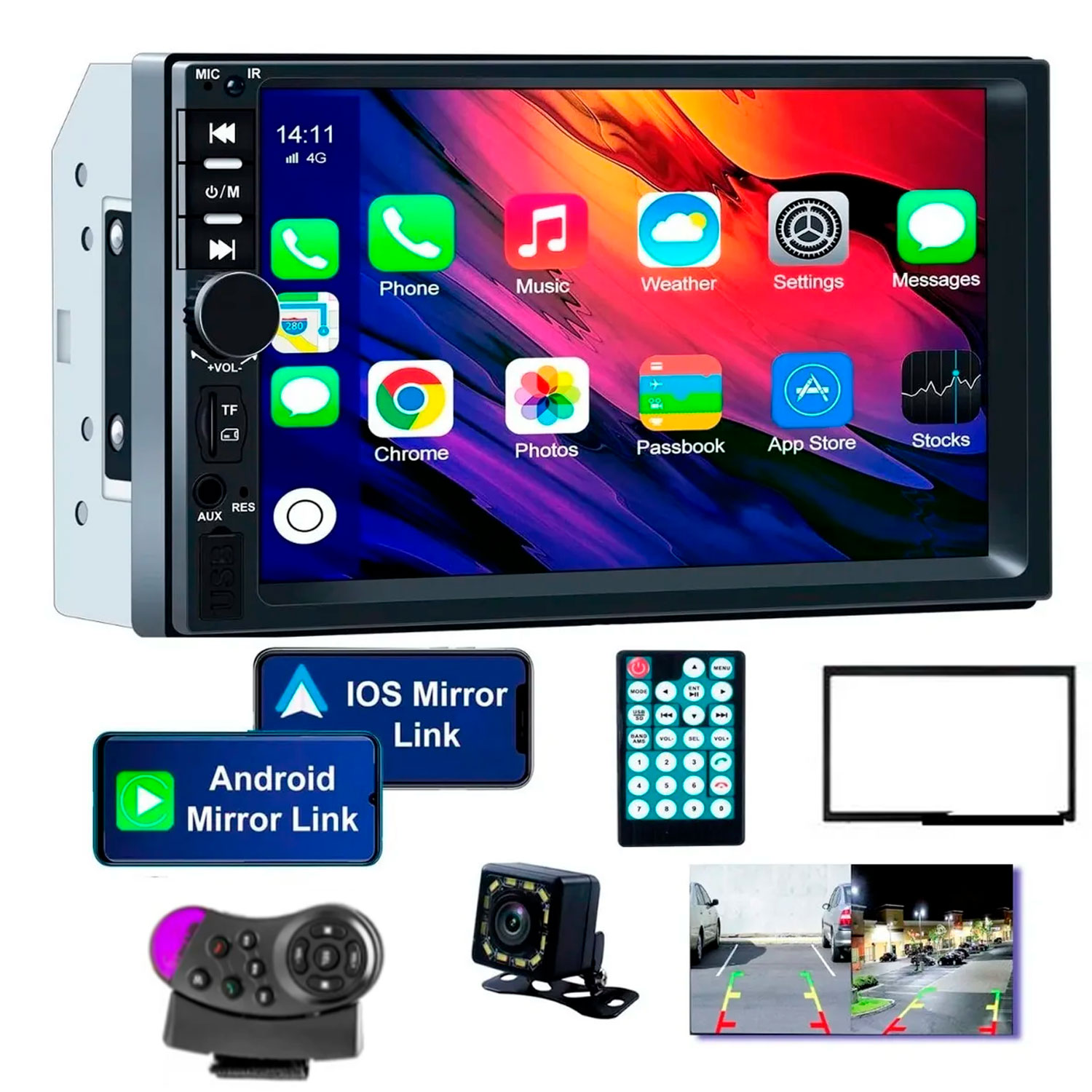 Auto Estereo Con pantalla Touch Hd 2 din Con control para Volnte y Camara de Reversa Gps