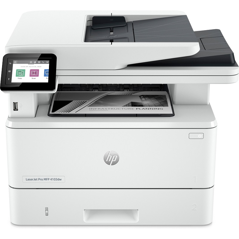 Impresora Multifuncional HP LaserJet Pro MFP 4103dw, Blanco y Negro, Láser