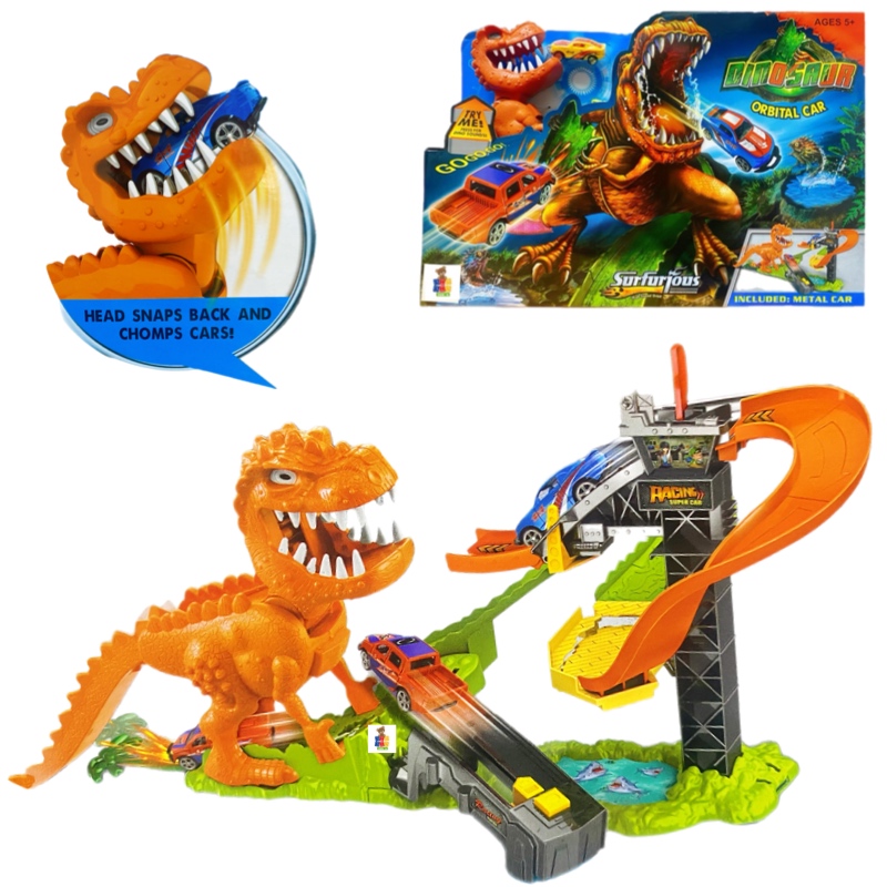Pista De Carreras Dinosaurio Rex Con Sonido Orbital Car