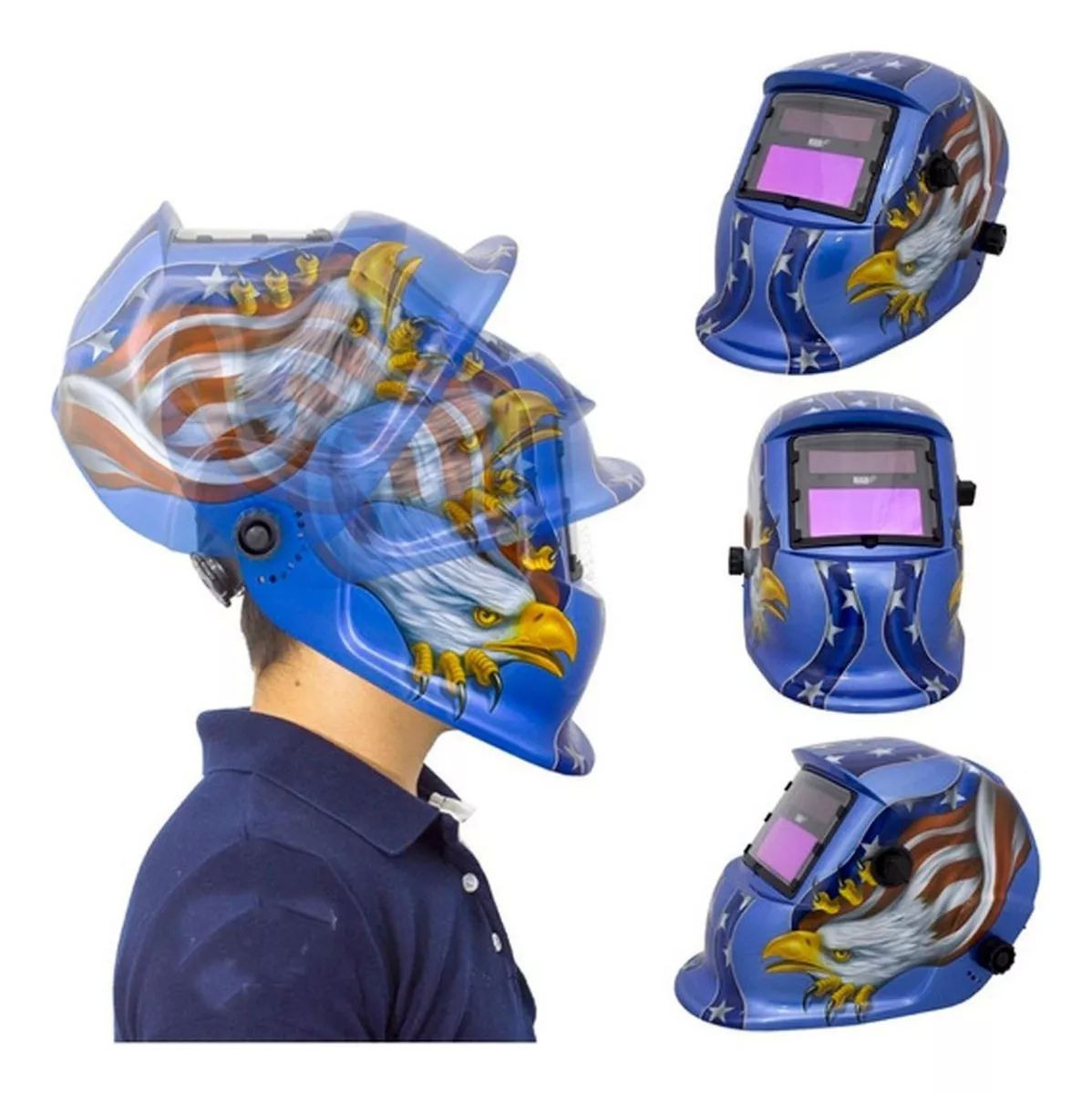 Careta Electrónica Soldar Automática Águila Adir 6710 Color Azul