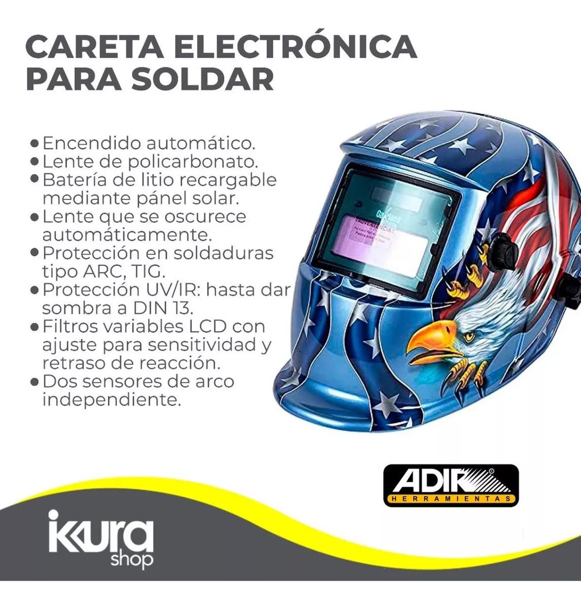 Careta Electrónica Soldar Automática Águila Adir 6710 Color Azul