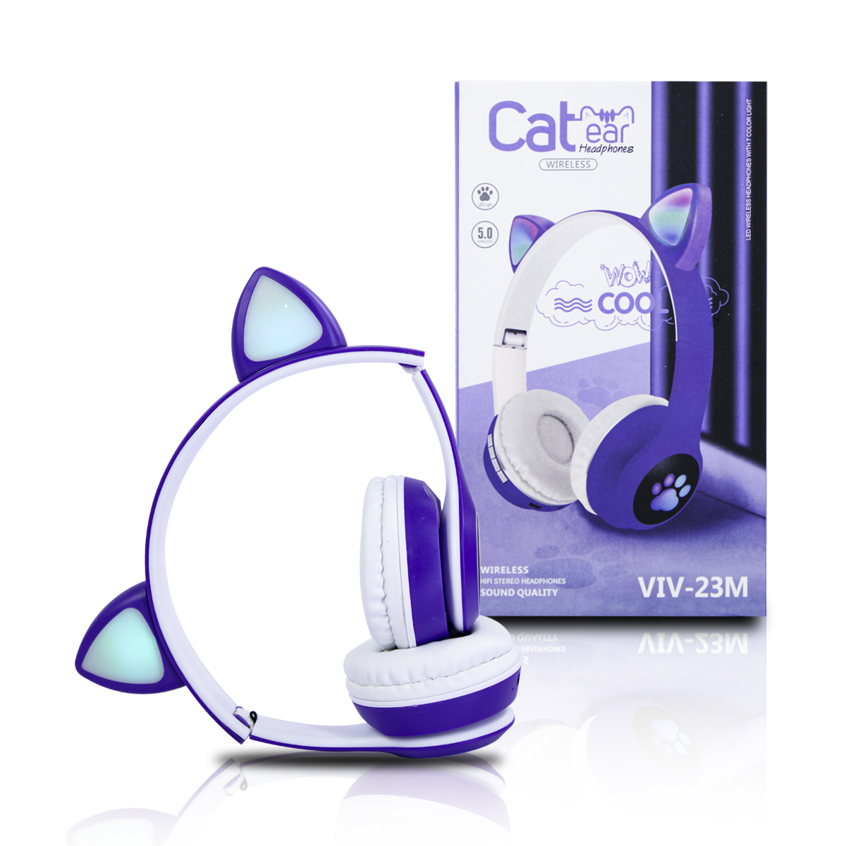 Audifonos De Diadema Orejas De Gato Con Luz Rgb