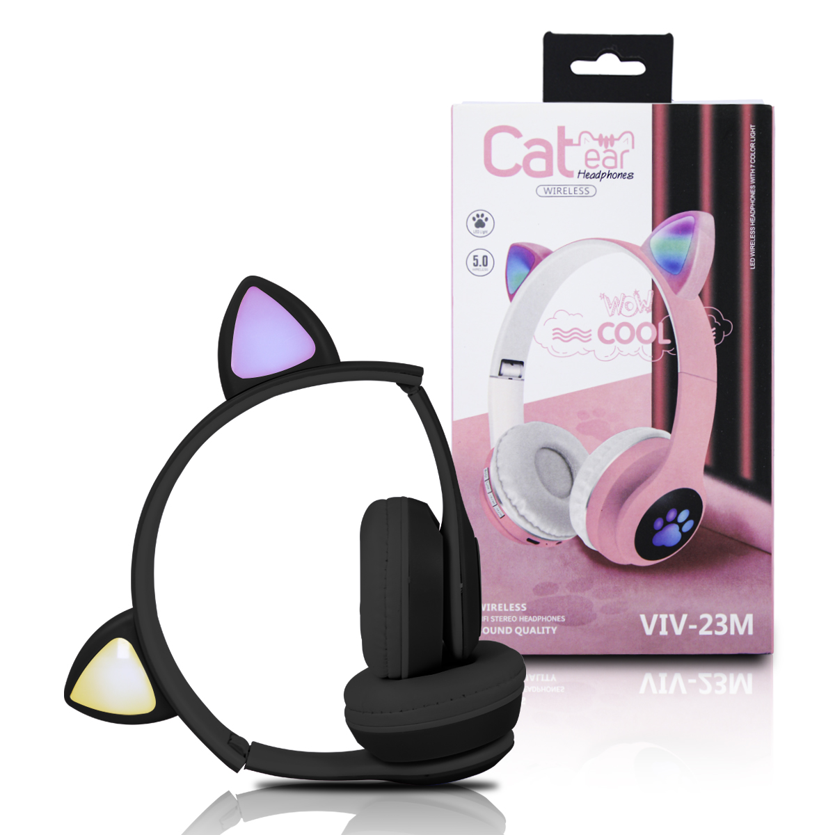 Audifonos De Diadema Orejas De Gato Con Luz Rgb
