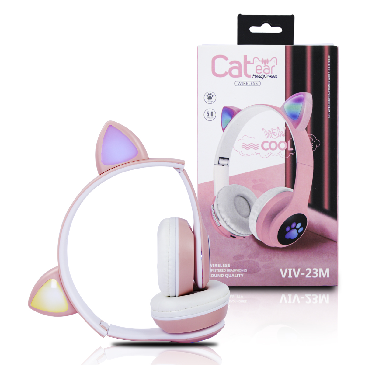 Audifonos De Diadema Orejas De Gato Con Luz Rgb