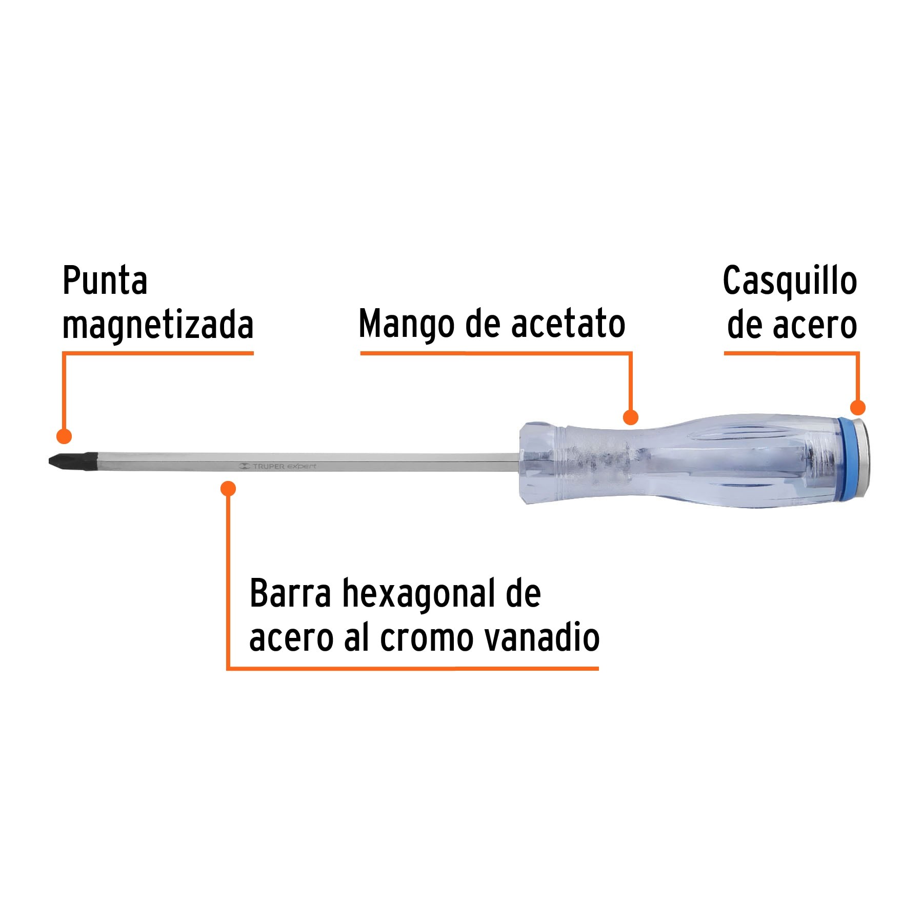 DESARMADOR DE CRUZ DE GOLPE 1/4" X 6", TRUPER EXPERT 14149