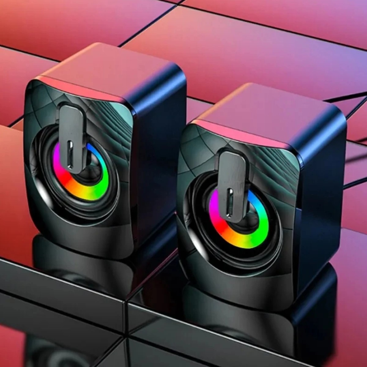 Bocinas mini altavoz portátil USB audio PC lap teléfono luces RGB volumen 3,5mm estéreo HiFi LED