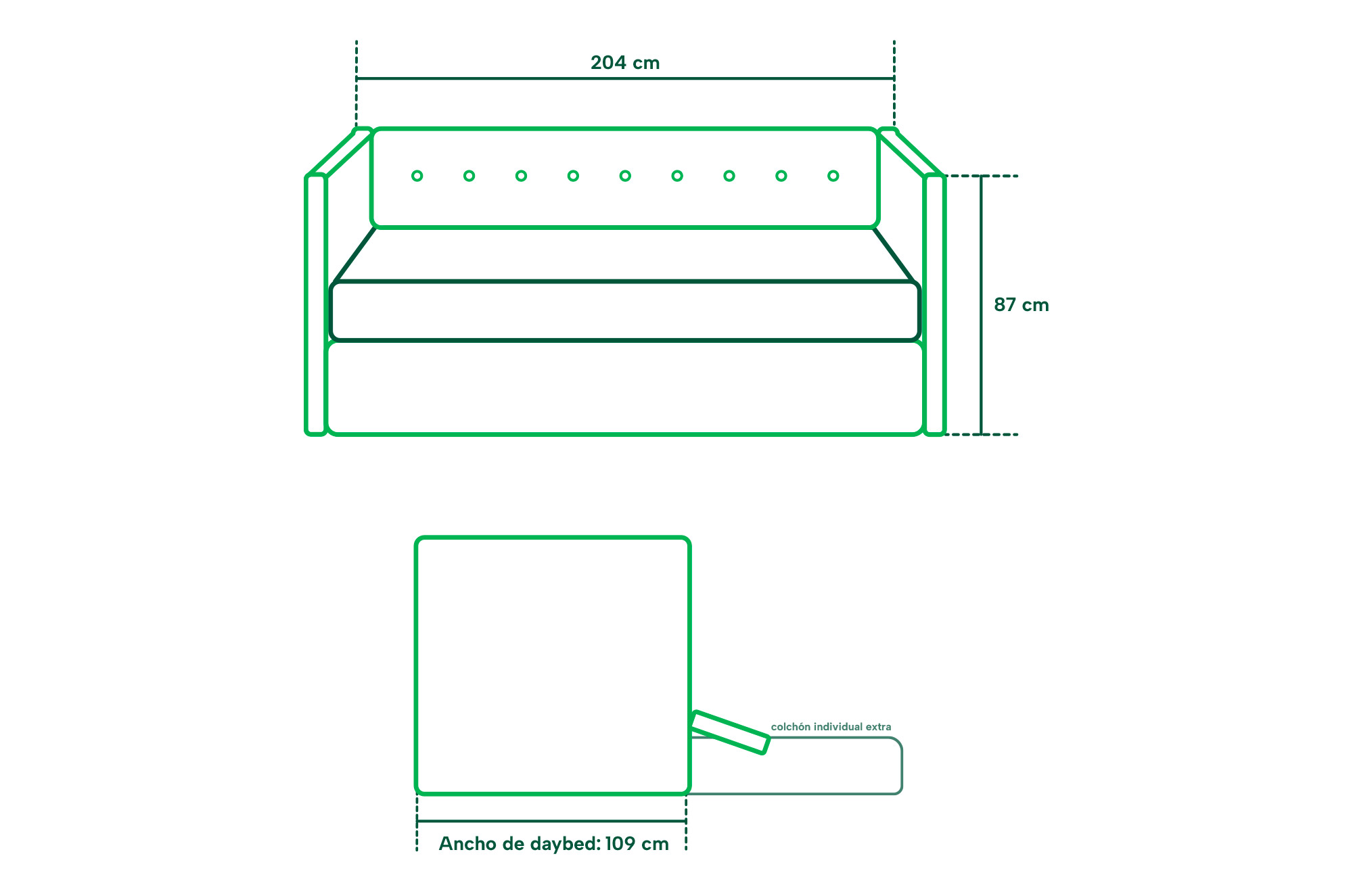 Cama Daybed individual doble Albus Makora Mostaza No Incluye Colchones
