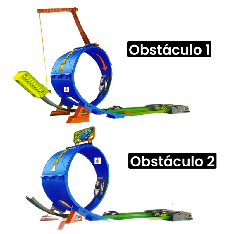 Pista De Carreras Lanza Caro Doble Obstáculo Con Autos 2en1