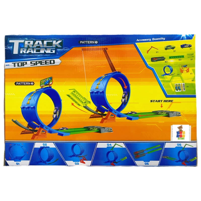 Pista De Carreras Lanza Caro Doble Obstáculo Con Autos 2en1