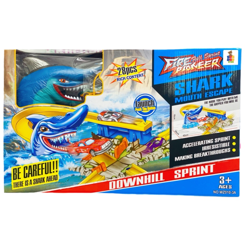 Pista De Carreras Tiburón Lanza Carros Con Sonido Y Auto