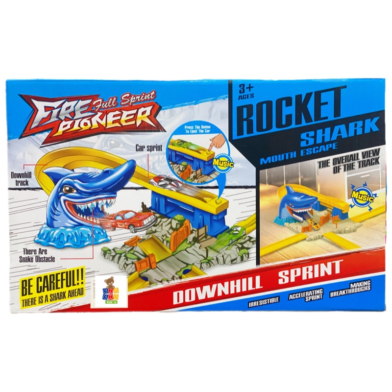 Pista De Carreras Tiburón Lanza Carros Con Sonido Y Auto