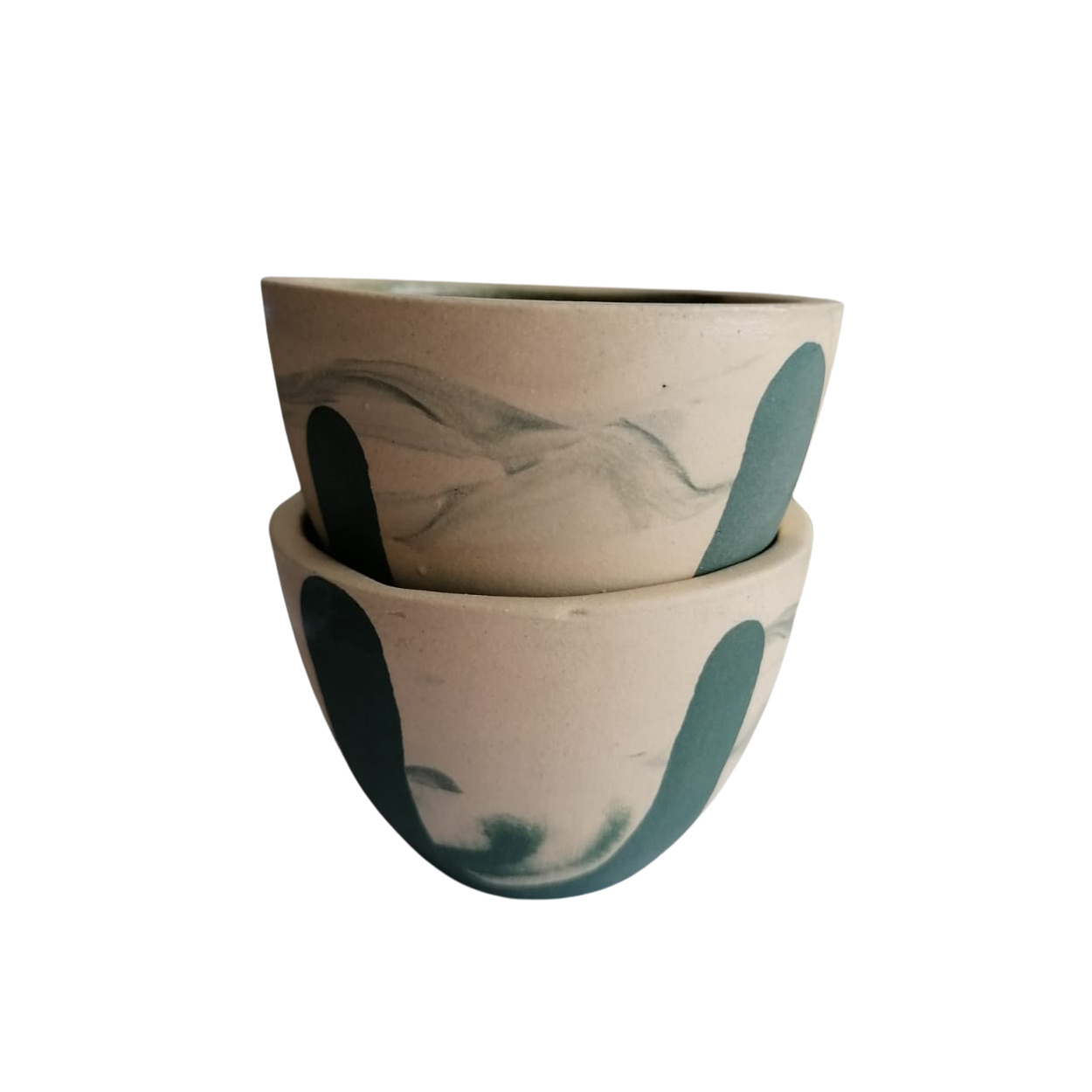 Juego de tazas artesanales acabado marmoleado para café espresso
