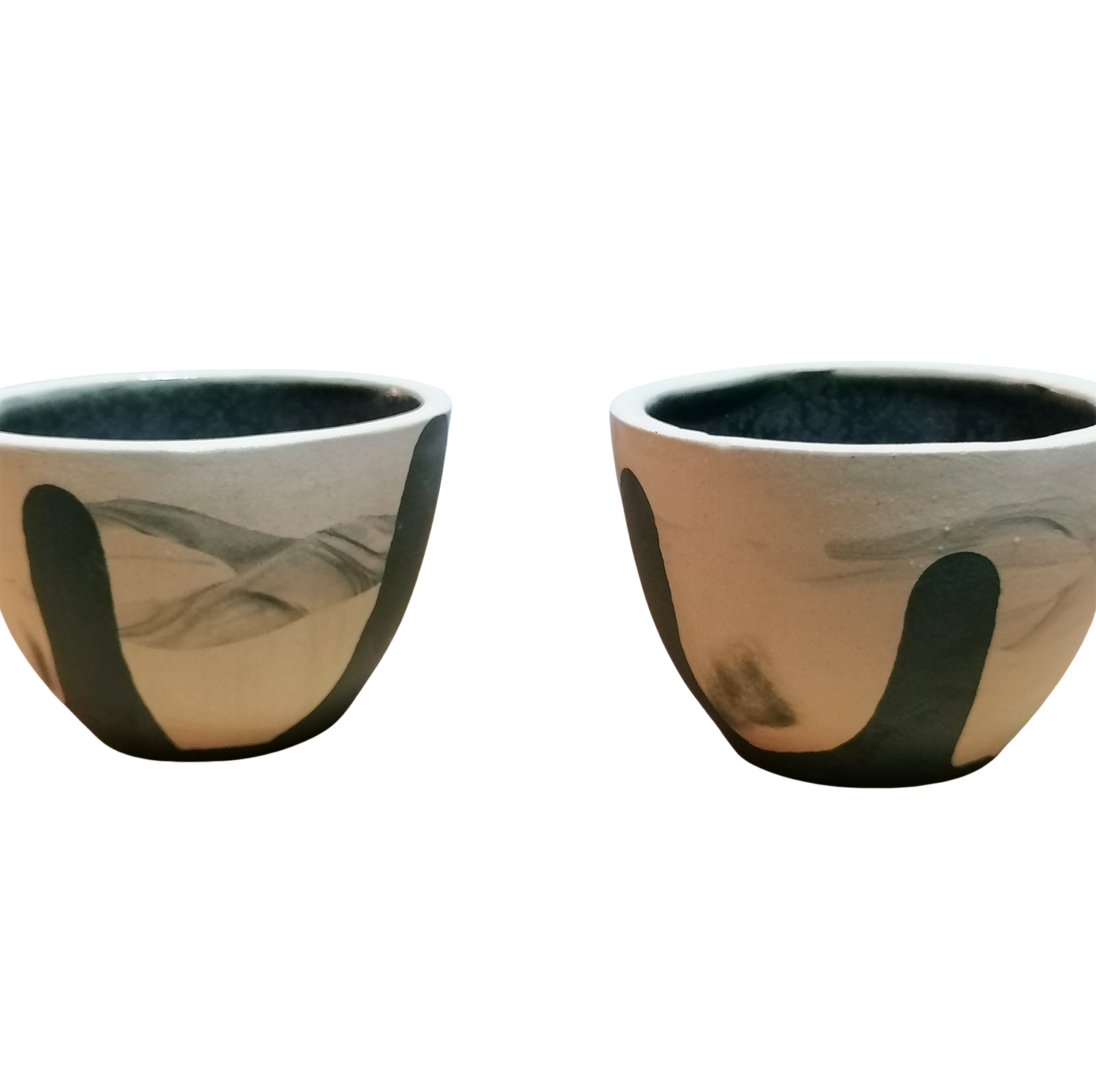 Juego de tazas artesanales acabado marmoleado para café espresso