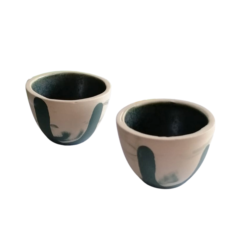 Juego de tazas artesanales acabado marmoleado para café espresso