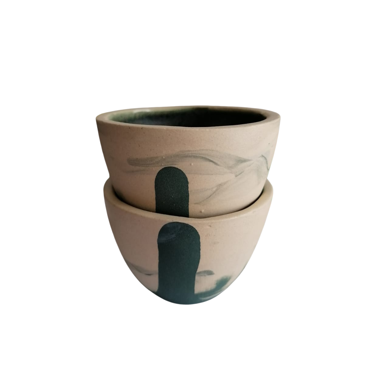 Juego de tazas artesanales acabado marmoleado para café espresso